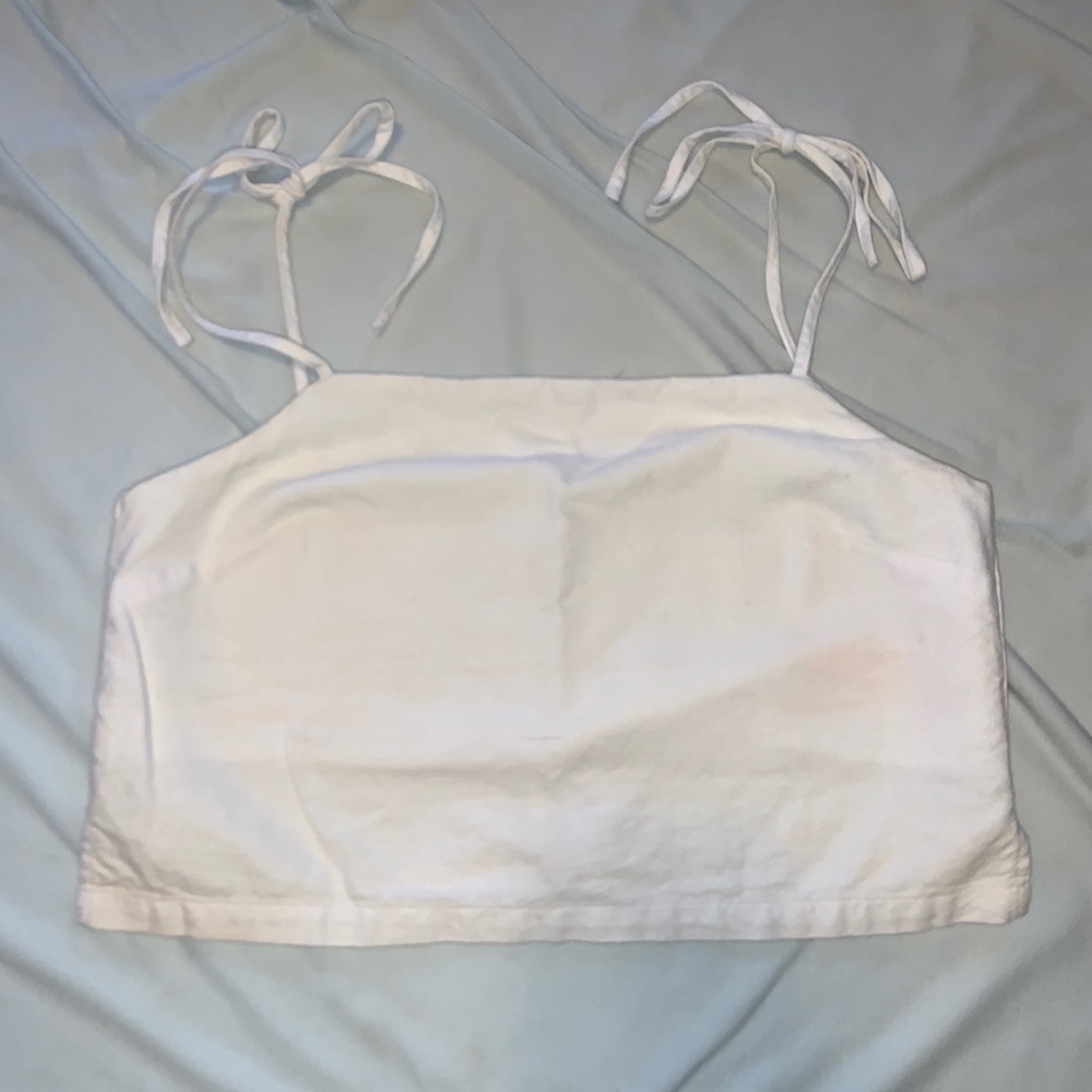 Brandy Melville white tie strap crop top